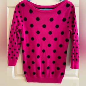 The Limited pink polka dotted sweater-quarter length sleeves-size small